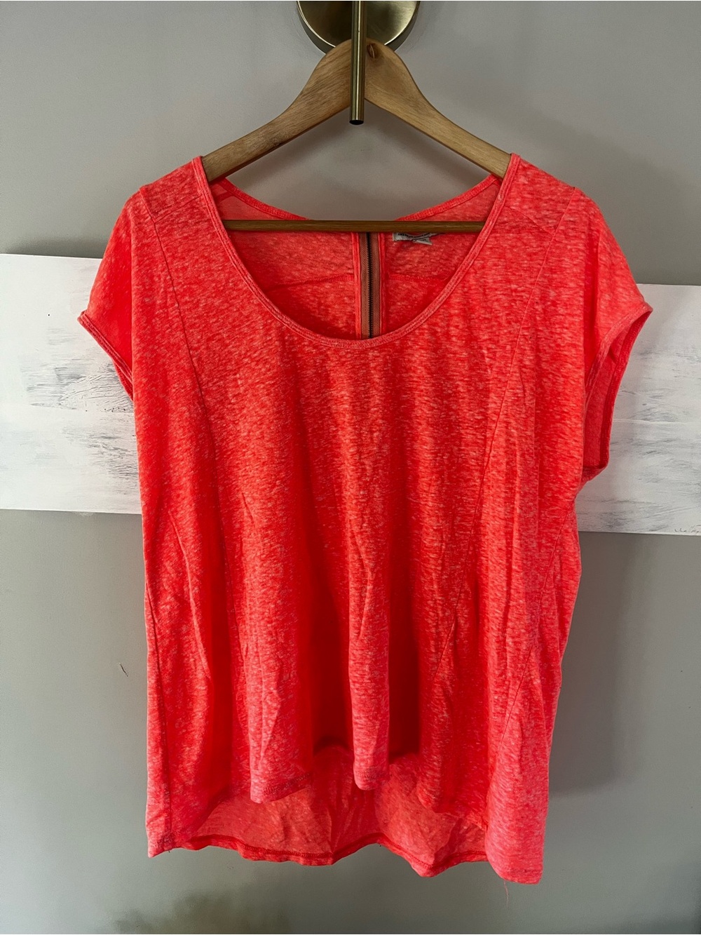 FREE ADD-ON Neon Coral Short Sleeve Top with Zipper Detail